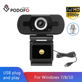 

Podofo Full HD 1080p Webcam USB Webcam With Built-in HD Microphone PC Laptop Camera For Win7/Win8/Win10/MAC OS 10.6