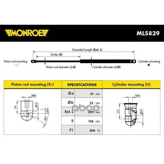 Пружина Газовая Крышки Багажника Monroe Ml5839 Monroe арт. ML5839