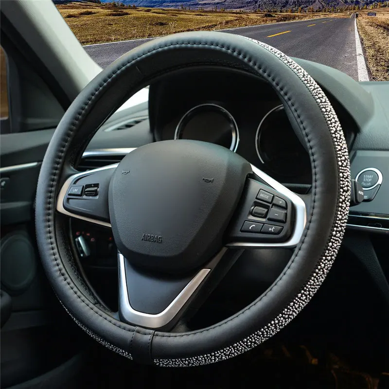 

Steering wheel cover car car handle covers car interior decorative supplies rhinestone steering wheel cover