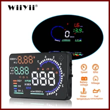 Wiiyii a8 hud head up display obd2 ii euobd sistema de aviso excesso velocidade do projetor brisa tensão alarme carro universal hud