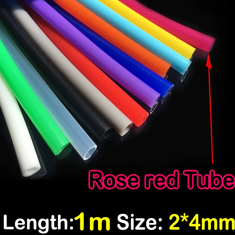 Colorful Soft Silicone Rubber Tube - Food Grade Flexible Hose, 1 Meter Length, 2mm x 4mm Diameter