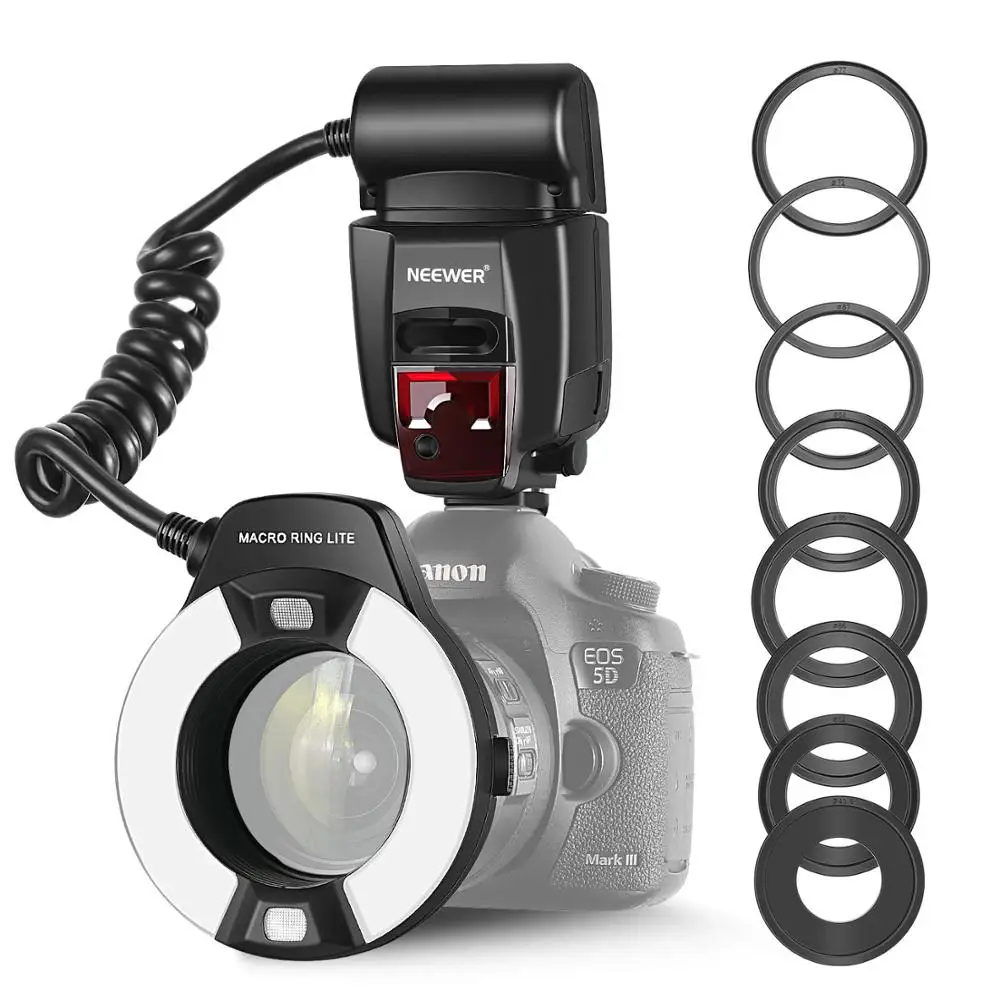 Neewer Macro TTL Ring Flash Light AF Assist Lamp for Canon E-TTL/TTL EOS5D MarkII/EOS6D/7D/70D/60D/60Da/700D/650D/600D/400D/350D
