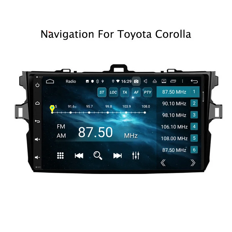 Excellent 9" 4G RAM 32G ROM Octa Core Android 9.0 Car GPS For Toyota Corolla 2007 2008 2009 2010 2011-2013 7