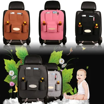 

new2017 New 55*40cm Bright Plush Senior Style Non-woven Large Car Multifunction Hanging Organizer Car Seat Back Capacity Storage
