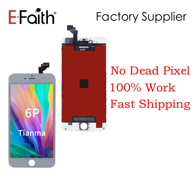 EFaith 20 шт./лот Tianma класс А++ ЖК-дисплей для iPhone 6 plus ЖК-дисплей сенсорный экран дигитайзер в черном и белом цвете DHL - Цвет: Tianma 6P White
