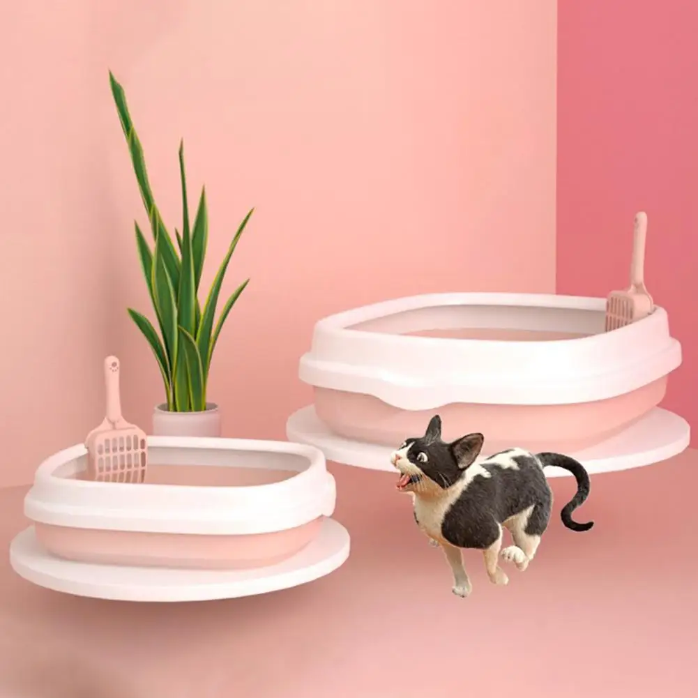 Полузакрытый Съемный Анти-всплеск Pet кошки песочный туалет с совком