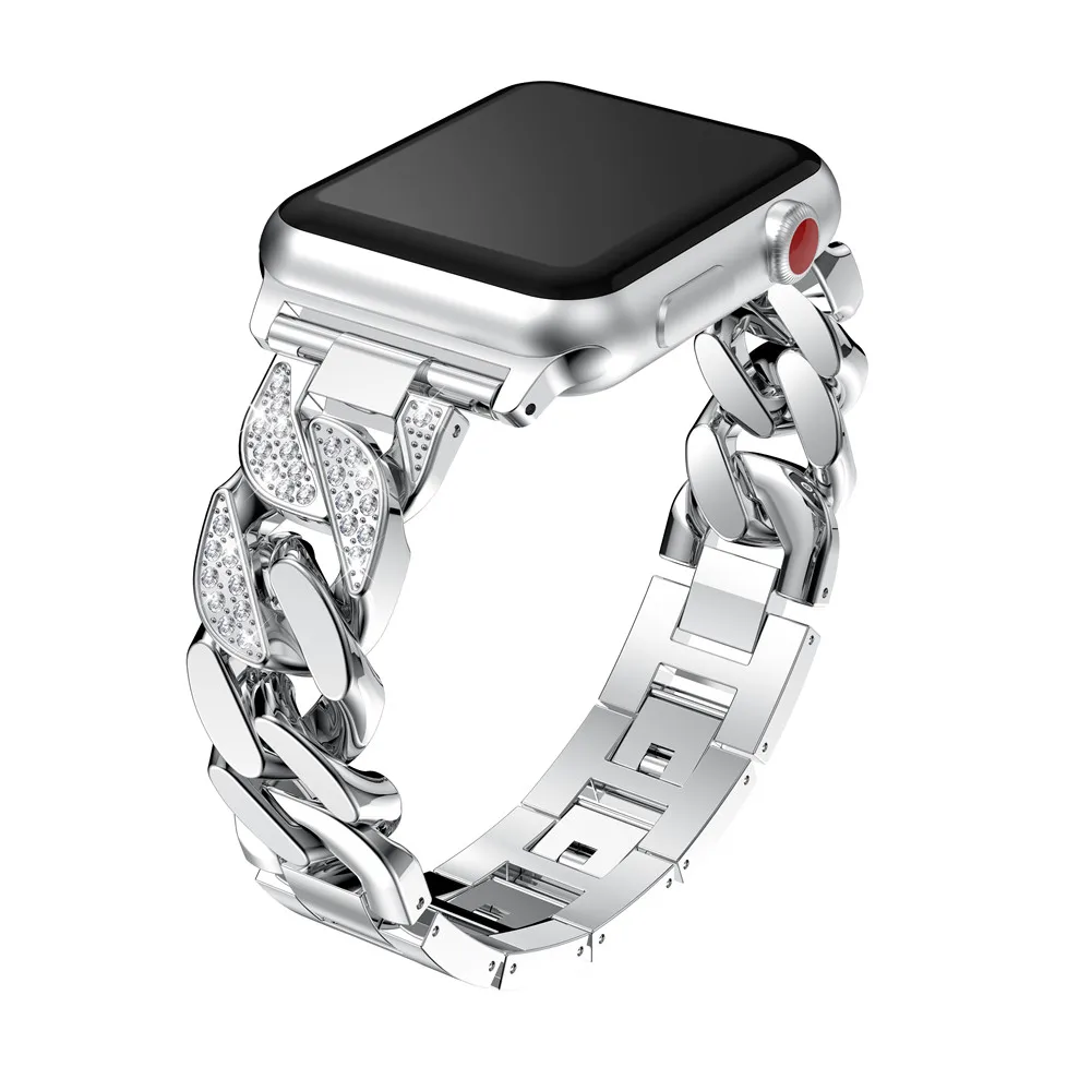 Ремешок для Apple Watch 38 мм 42 мм 3 2 1 металлический браслет стразы звено браслет ремешок для часов