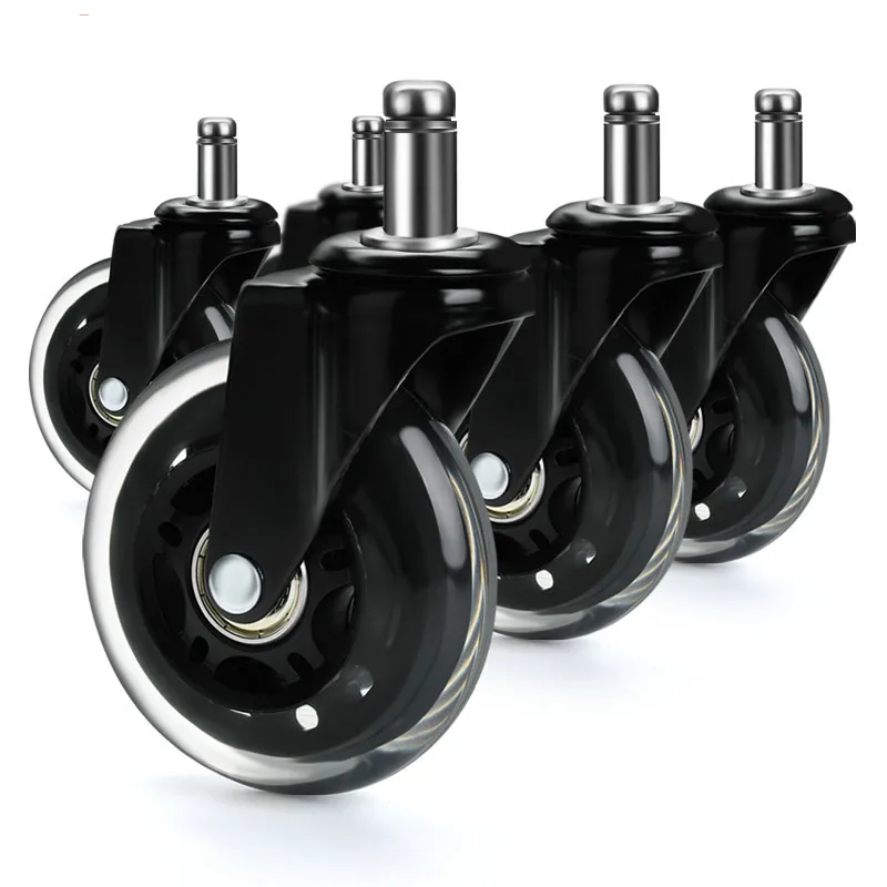 

5 pcs chair with office wheels 3-inch rubber swivel wheels replacement soft safe wheels for furniture fittings