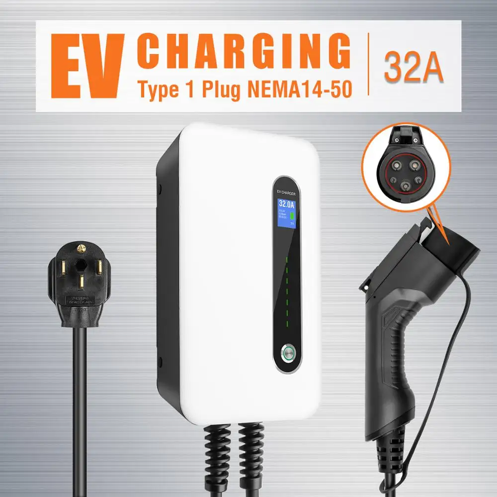 Electric Vehicle EV Charging Station Level 2 EV Charger 32A Nema 14-50 Home Wall-Mounted Electric Car Charger with WiFi Screen APP Control Electric Vehicle EV Charging Station Level 2 EV Charger 32A Nema 14-50 Home Wall-Mounted Electric Car Charger with WiFi Screen APP Control
