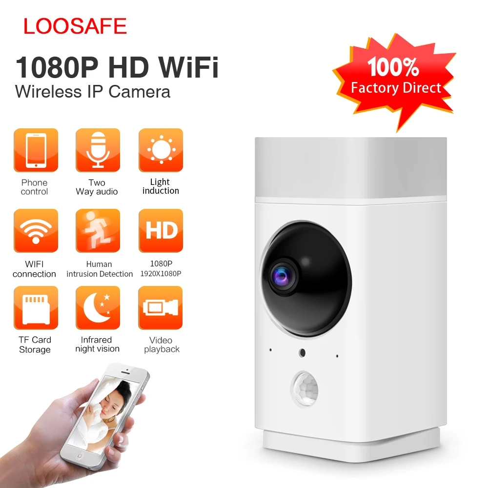 LOOSAFE WIFI IP Camera Wireless Smart Light FishEye Indoor night vision two way Security Camera CCTV Fisheye 360 Degree Camera