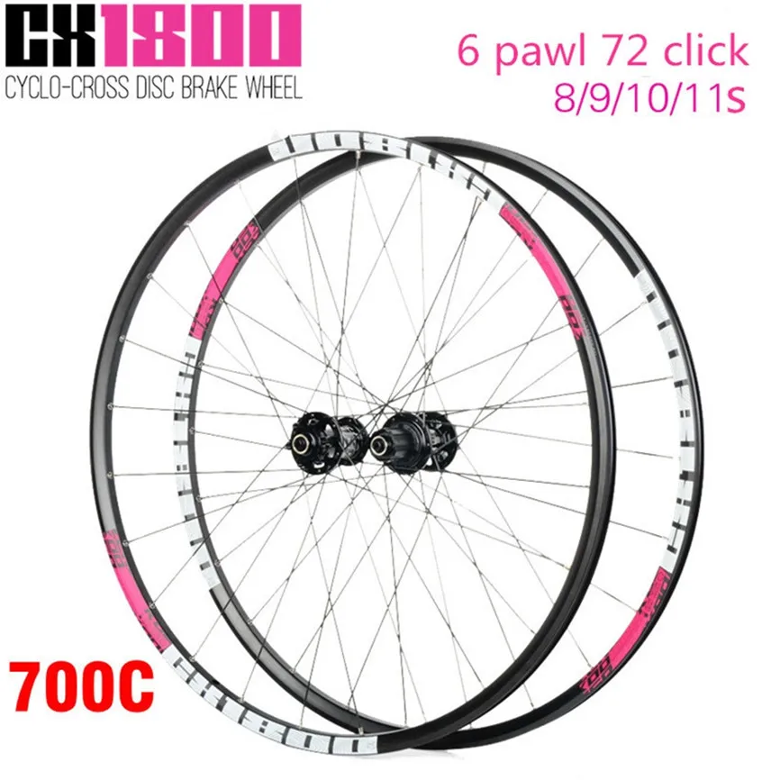 KOOZER CX1800 Road Bike 700C Wheelset Disc Brake Sealed Bearing Bicycle Wheels QR Thru-axis Ultralight Alloy Rim 24H 11Speed