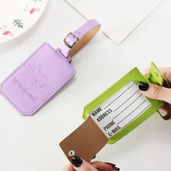 

PU Leather Suitcase Luggage Tags Label Bag Pendant Handbag Travel Accessories Name ID Address Tags