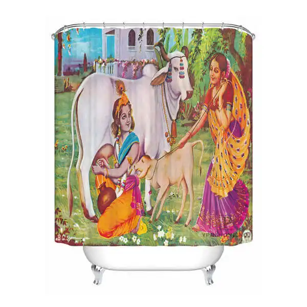 Shower Curtain Пользовательские Водонепроницаемый душ Шторы индийских богов@ 01 печатные Ванная комната Декор различные размеры#180324-01-14 - Цвет: Shower Curtain
