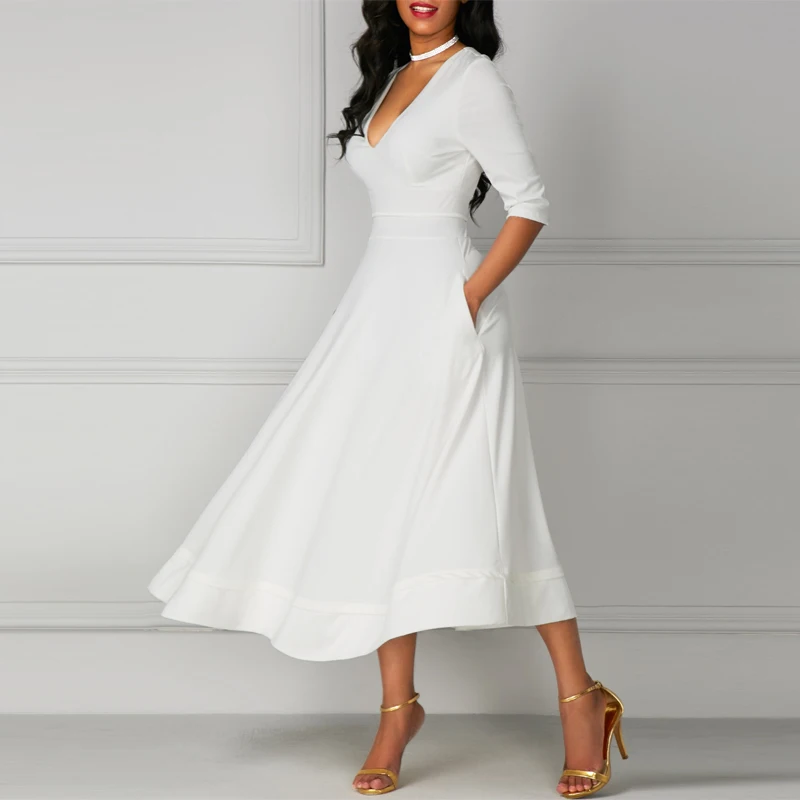 casual white maxi dress with sleeves