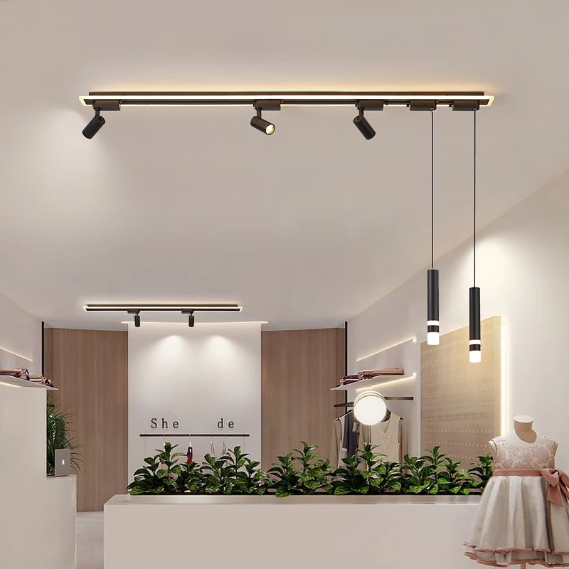 Led track ceiling lamp freely collocation spotlight home background wall living room clothing store guide rail slide track ceil