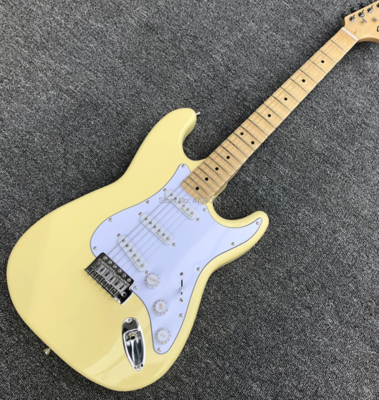 

IN STOCK Factory Wholesale ST Electric Guitar Deep scalloped Neck Milk Yellow Yngwie Malmsteen Guitar,Free Shipping