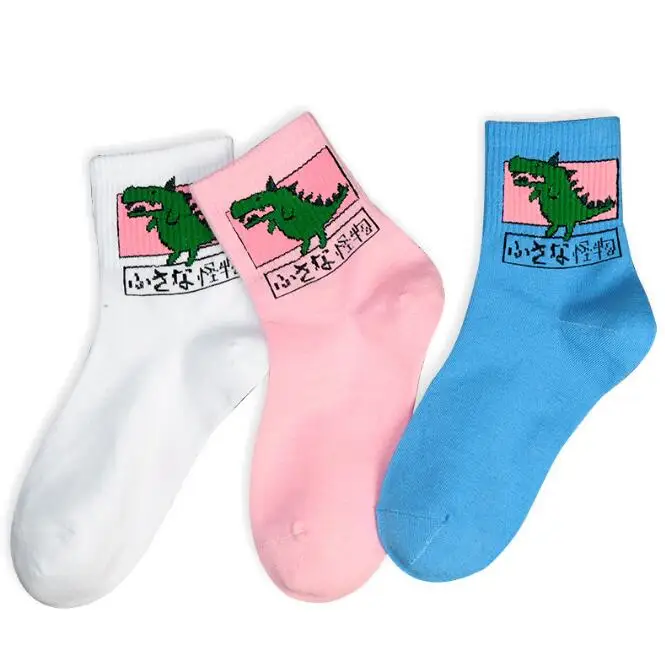 

Autumn Harajuku new college wind cartoon cute dinosaur socks women