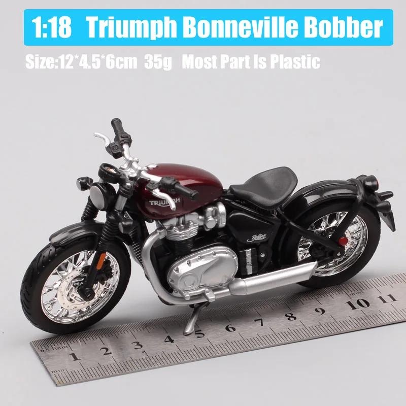 Bburago 1:18 Triumph Bonneville Bobber red Diecast model bikes 