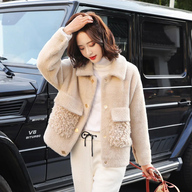 

Woolen Jacket 2018 Winter Slim Fit Elegant Sweet Fashion Warm Comfortable Long Sleeve Short Pocket