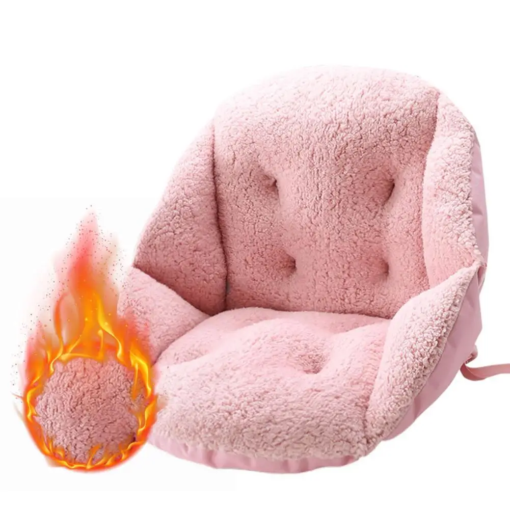 Pink Зимняя теплая подушка для стула, однотонная, толстая, мягкая, подушка для сиденья автомобиля, поддержка талии, спинка, прочная подушка для сиденья для дома, офиса, автомобиля - Цвет: Pink