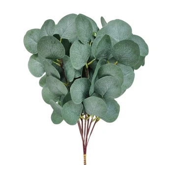 

20 Pcs Fake Eucalyptus Leaves Stems Silver Dollar Eucalyptus Leaves Plant 13.7Inch Tall Wedding Greenery Arrangement