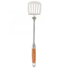 Лопатка для стейков из нержавеющей стали длинная лопата с деревянной ручкой для жарки блинов лопатка для стейка кухонные инструменты кухонная посуда