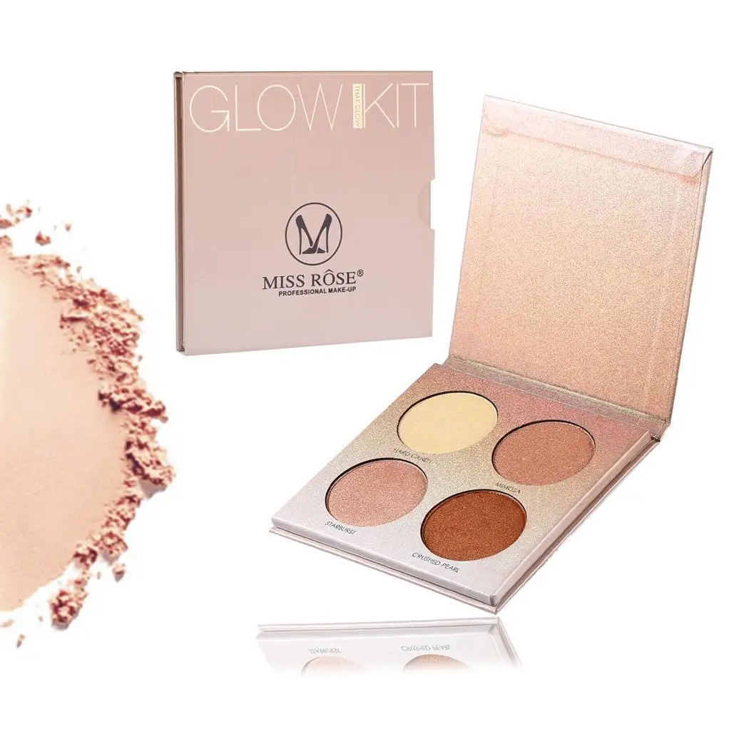 4 цвета осветляющая основа светящийся набор лицевая пудра палитра Набор всех типов кожи Хайлайтер для макияжа Hightlighting комплект