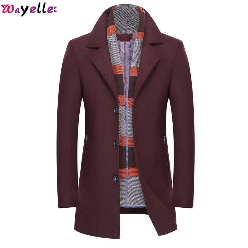 

Wayelle Top Brand Men Winter Jacket Coat Business Casual Solid Color Soft Warm Male Clothes Concise Comfortable Cuffs