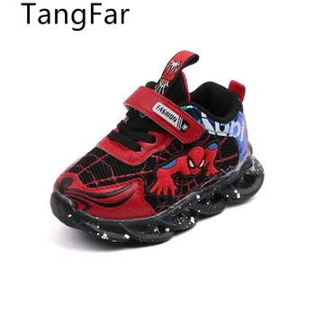 

Children's Spiderman Light Up Sneakers Soft Bottom Non-slip Breathable LED Open Toe Kids Causal Sport Shoes