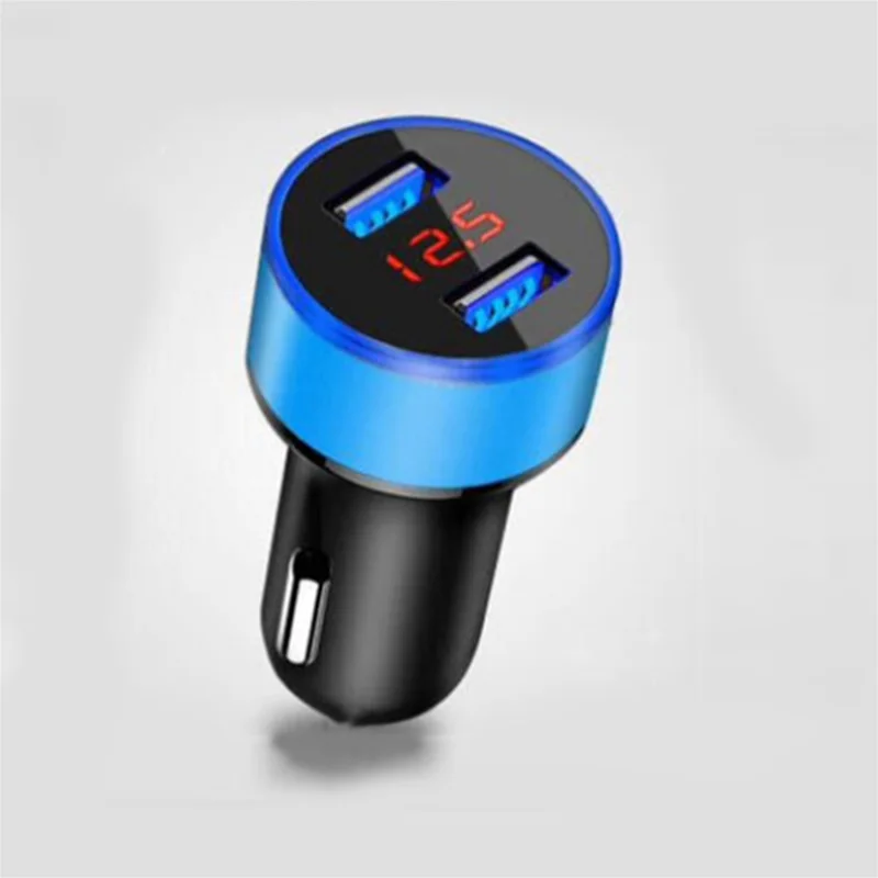 Автомобильное зарядное устройство с цифровым дисплеем Quick Charge 3,0, автомобильное зарядное устройство с двумя Usb, автомобильное зарядное устройство с контролем напряжения и тока, автомобильное зарядное устройство - Цвет: Blue  QC3.0