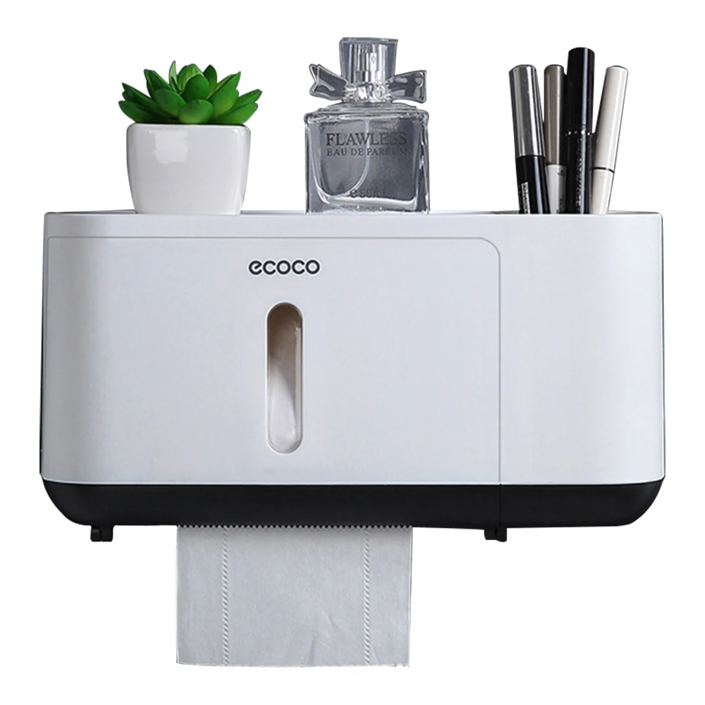 Держатель для бумажных полотенец ECOCO настенный держатель для туалетной бумаги аксессуары для ванной комнаты держатель для бумажных полотенец для ванной комнаты - Цвет: Black L