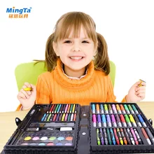 Ming Tower Coloured Drawing Children Brush Gift Box Painting Tool Young STUDENT'S Watercolor Pen Painting Kit Fine Art Learning