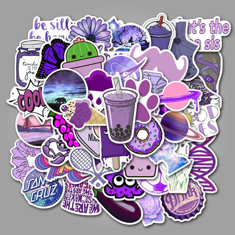 50 Pcs Kpop Stickers Little Fresh Purple, Amazon Popular, Non Infringing Luggage Stickers, Waterproof Guitar Stickers TZ141G