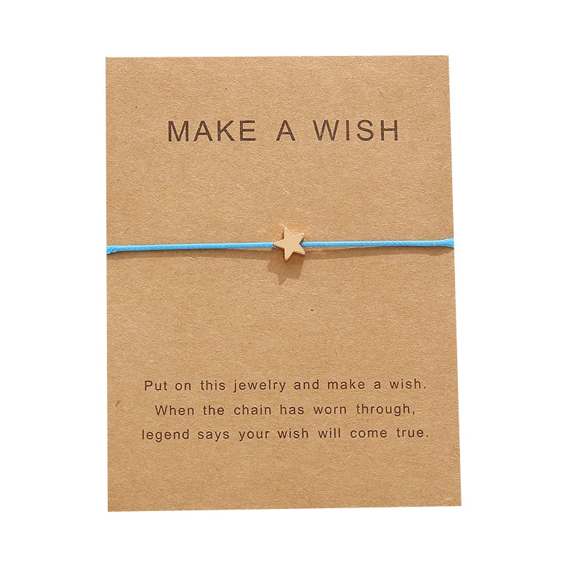 

Wish Card Mini Star Charm Bracelet Femme Adjustable Lucky Red String Bracelets Women Kids Wish Jewelry Card Gift