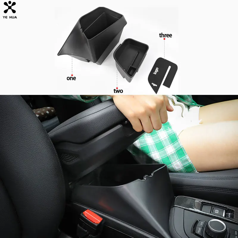 Armrest Organizer for BMW X1 F48 Double Layer Auto Central Storage Box Car Goods Accessories Interior Vehicle Supplies Tidying