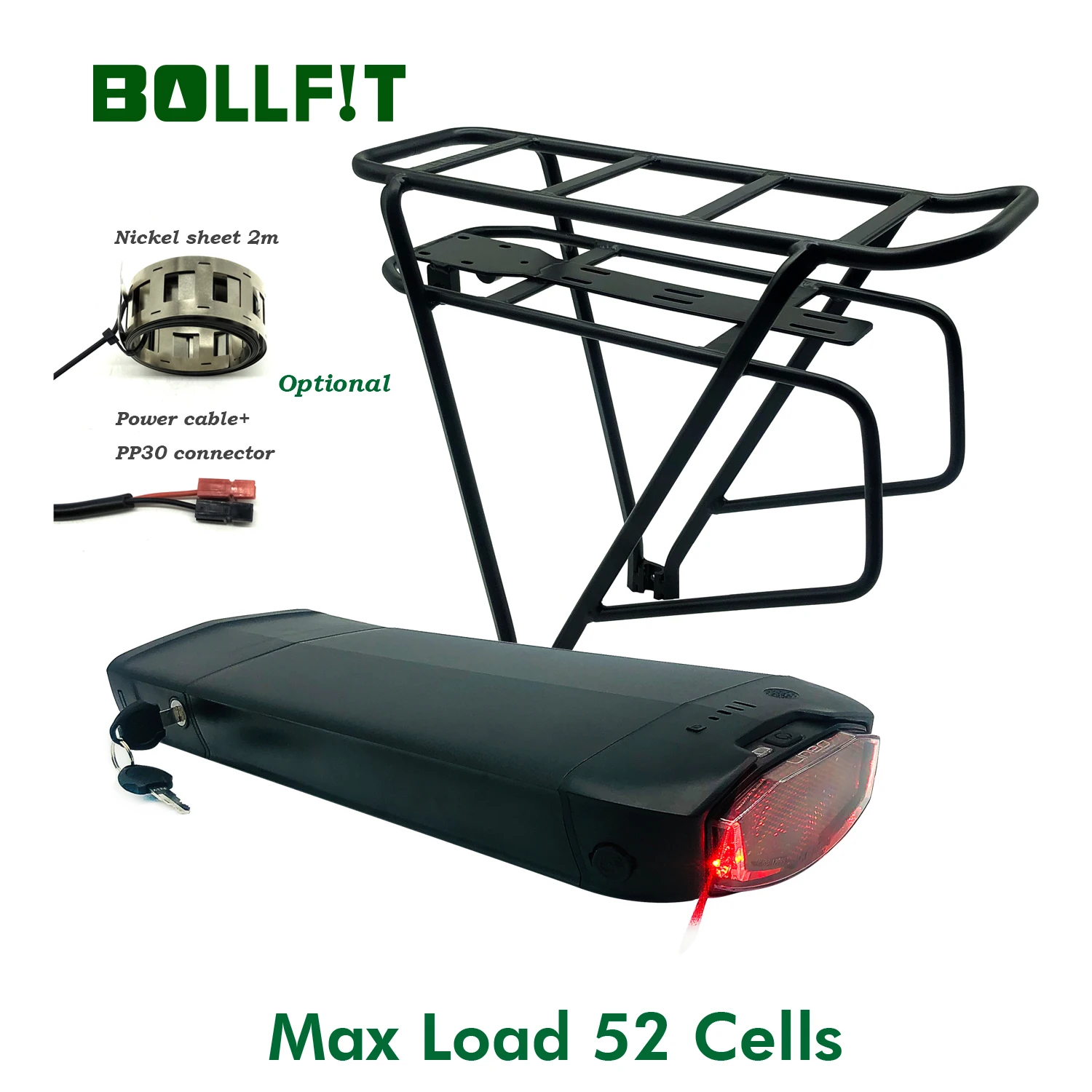 

BOLLFIT 36V48V Electric Bike Battery case Carrier Rack Ebike Rear Rack REENTION Battery box