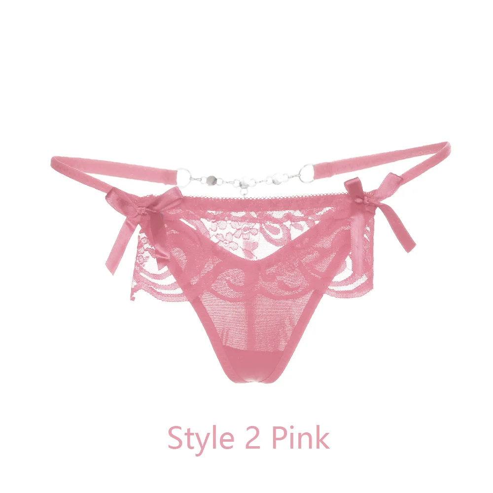 1 шт., новинка, прозрачное сексуальное женское белье, свободный размер, стринги, бесшовные трусы с низкой талией, кружевные трусики, женские стильные трусы - Цвет: Style 2 Pink