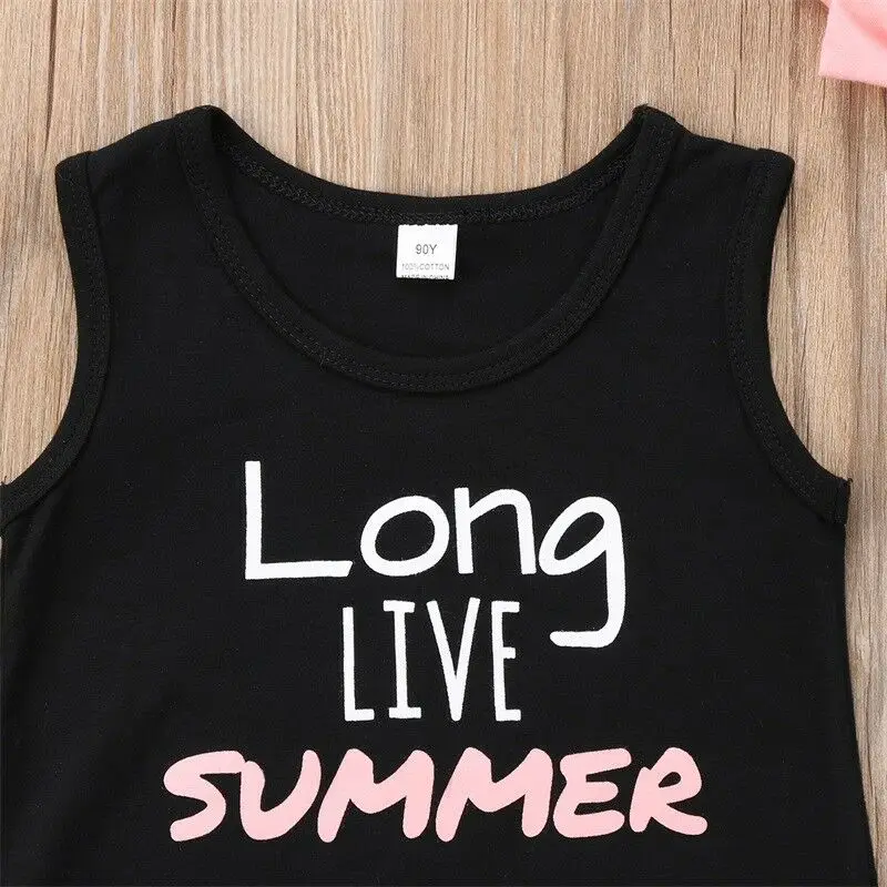Summer 2 Pieces Children Toddler Kids Girls Sleeveless T Shirt Shorts Pants Outfit Clothing Set