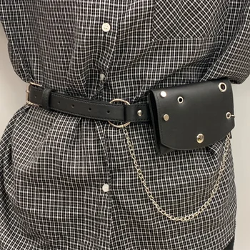 

Fashion Punk Rock Small Harajuku waist Belts bag purse Bandage Punk Harness Waist metal tassel Mini Chain Punk Women Belt 100