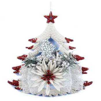 

White Christmas Home Door Window Ornaments Christmas Decoration Xmas Tree Hanging Decor, The five-pointed star on the tree