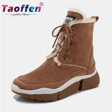 Taoffen/зимние ботинки; кроссовки из натуральной кожи; прогулочная обувь; женская зимняя теплая обувь; кроссовки для отдыха; обувь; Размеры 35-39