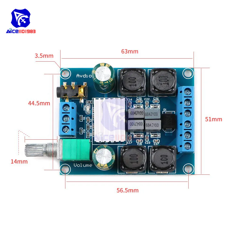 Цифровой усилитель мощности diymore TPA3116 D2 50Wx2 двухканальный постоянный ток 4 5 27 в 2