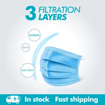 

50PCS 3-Layer Medical Mask Surgical Mask Ply Filter Masks for Protective Disposable Face shield Maski Non-woven Earloop
