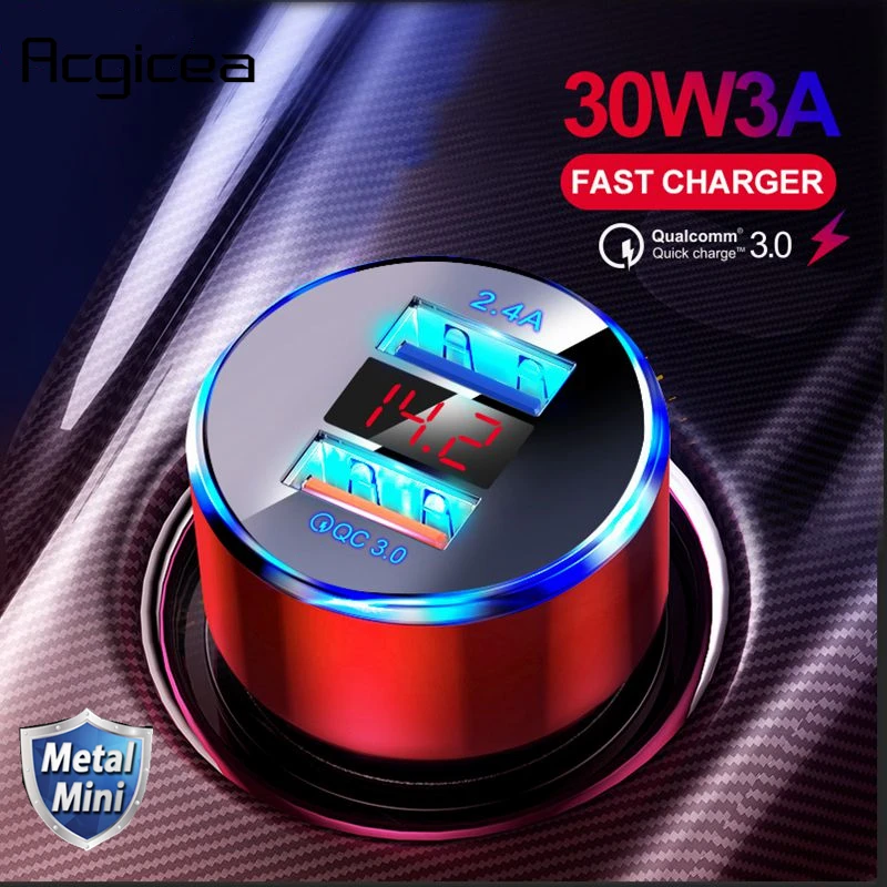 

3.5A Fast Car Charger Quick Charge 3.04.0 Dual USB For iphone XR XS Max Xiaomi Huawei Mobile Phone Charger Car Cigarette Lighter