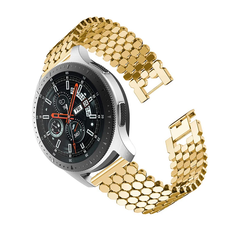 gold Ремешок из нержавеющей стали для huawei watch gt samsung galaxy watch 46 мм S3 frontier band huami amazfit 1/2 браслет ремень аксессуары - Цвет ремешка: gold
