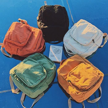 

2019 Korean Version Backpack Women Canvas Travel Bag Women Fashion High Capacity Solid Color Backpack Student Zipper School Bag