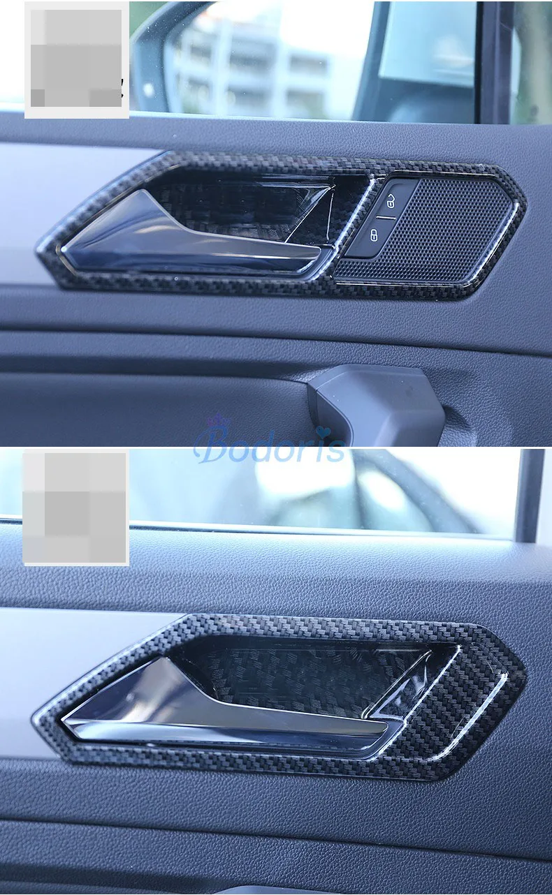 Для Volkswagen VW Tiguan L 2017 2018 углеродное волокно цвет межкомнатные дверные ручки Чаша