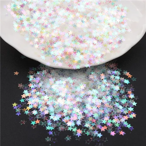 3mm star c22 Ультратонкие ПЭТ Блестки 3-5 мм мини Звезда Сердце точка кролик форма блестки прозрачные блестки для дизайна ногтей Маникюр 8 г - Цвет: 3mm star c22