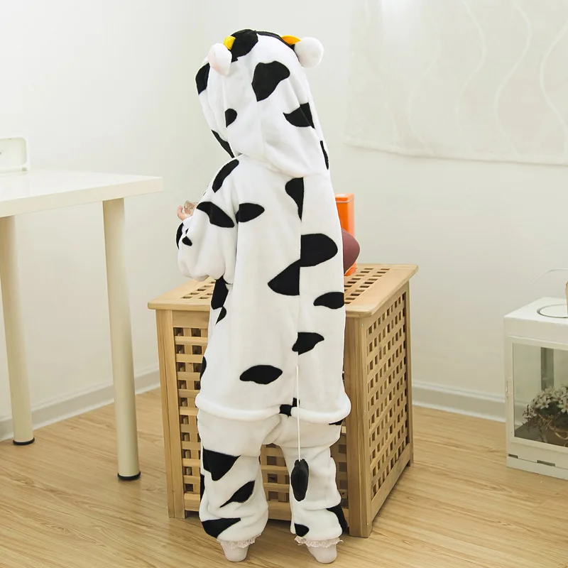 Семейные пижамы с животными корова для взрослых Кигуруми, комбинезон, пара костюмы на Хэллоуин, Детская Женская пижама, анимис, анималы, onsie