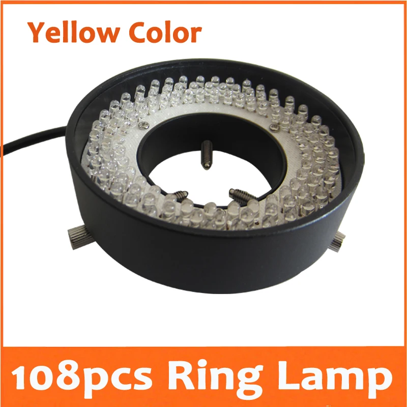 

108pcs LED Illuminated Adjuatable Yellow Light Laboratory Biological Stereo Microscope Ring Lamp 90V-264V Inner Diameter 41mm